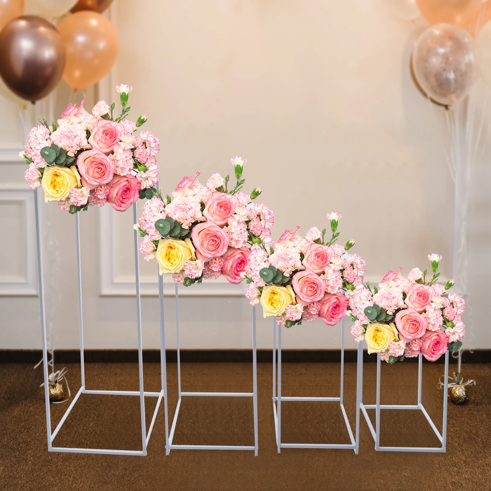 

4x Metal Flower Rack Vase Stand Prop Geometric Column Wedding Party Decor 4-Size