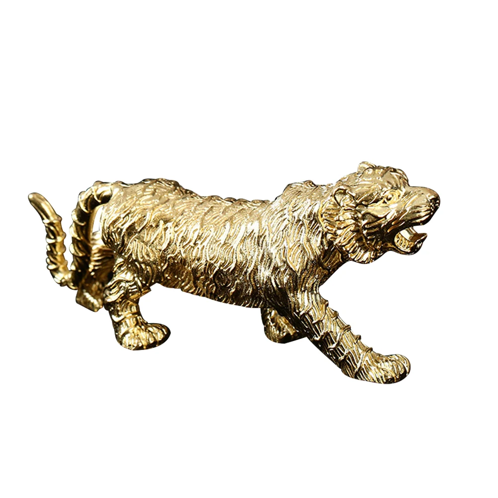 

Brass Tiger Statue Decorative Vintage Home Office Desktop Sculpture Wear-Resistant Ornament For Living Room Car Shelf Display