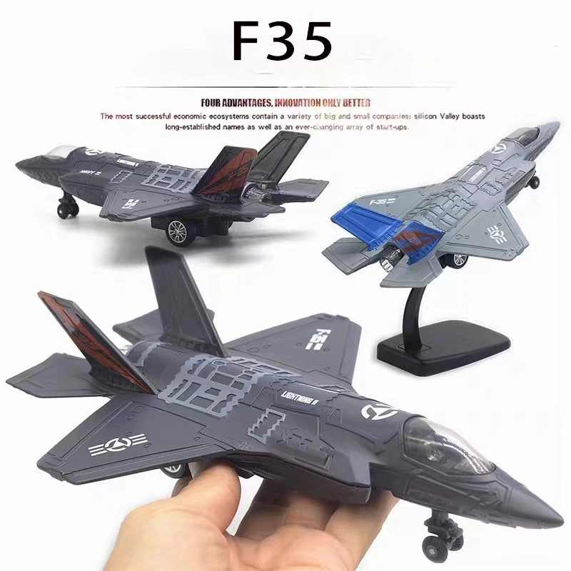 

Toys Alloy F35 Airplane Model Diecast Kids Fighter Simulation Aircraft LED Light Function Children Gift Collection Toys For Boys