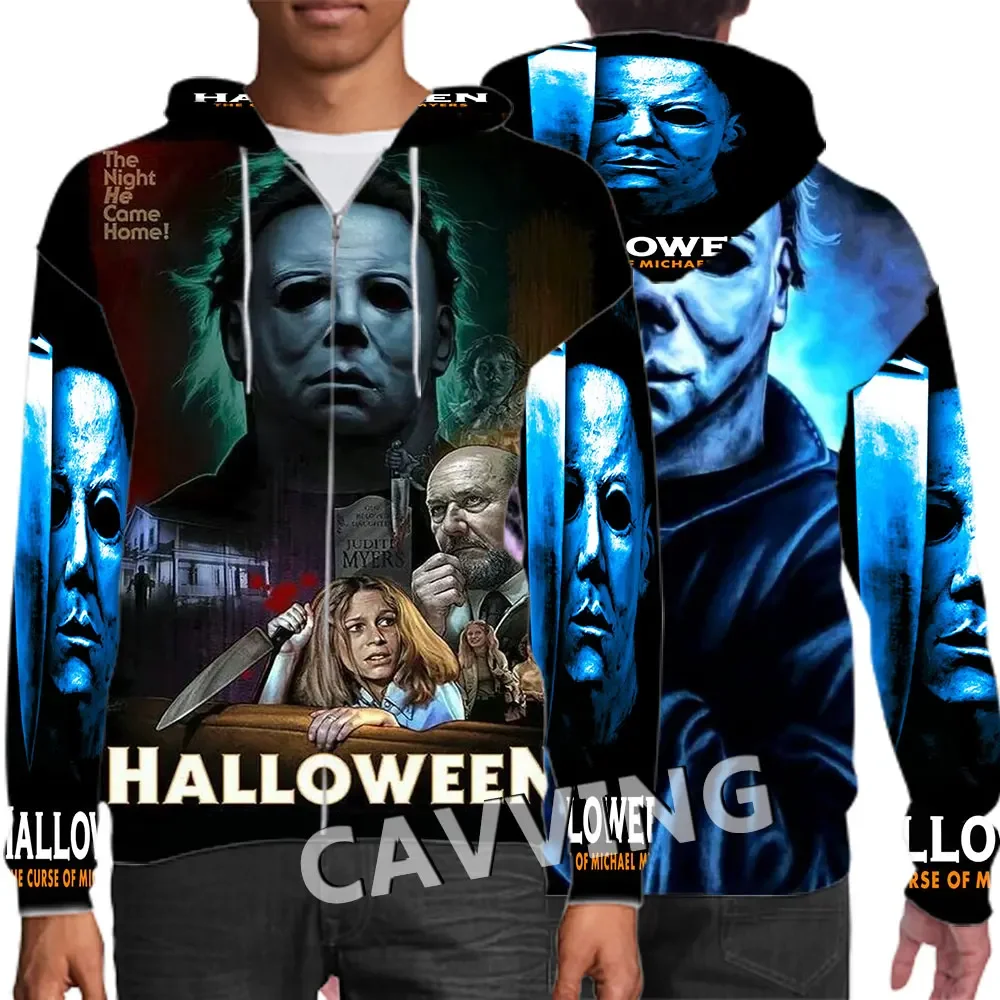 New Fashion 3D Print Halloween Michael Myers Zipper Hoodies Zip Up Hooded Sweatshirts Harajuku Hoodies Hip Hop Sweatshirts  J01