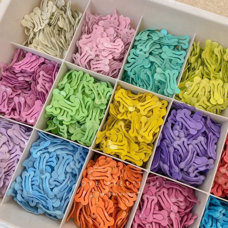 20pcs New Cute Candy Color Square Bone Shape Hairpins for Dog Cat Hair Clips BB Hairpin Barrettes Headwear Pet Hair Accessories
