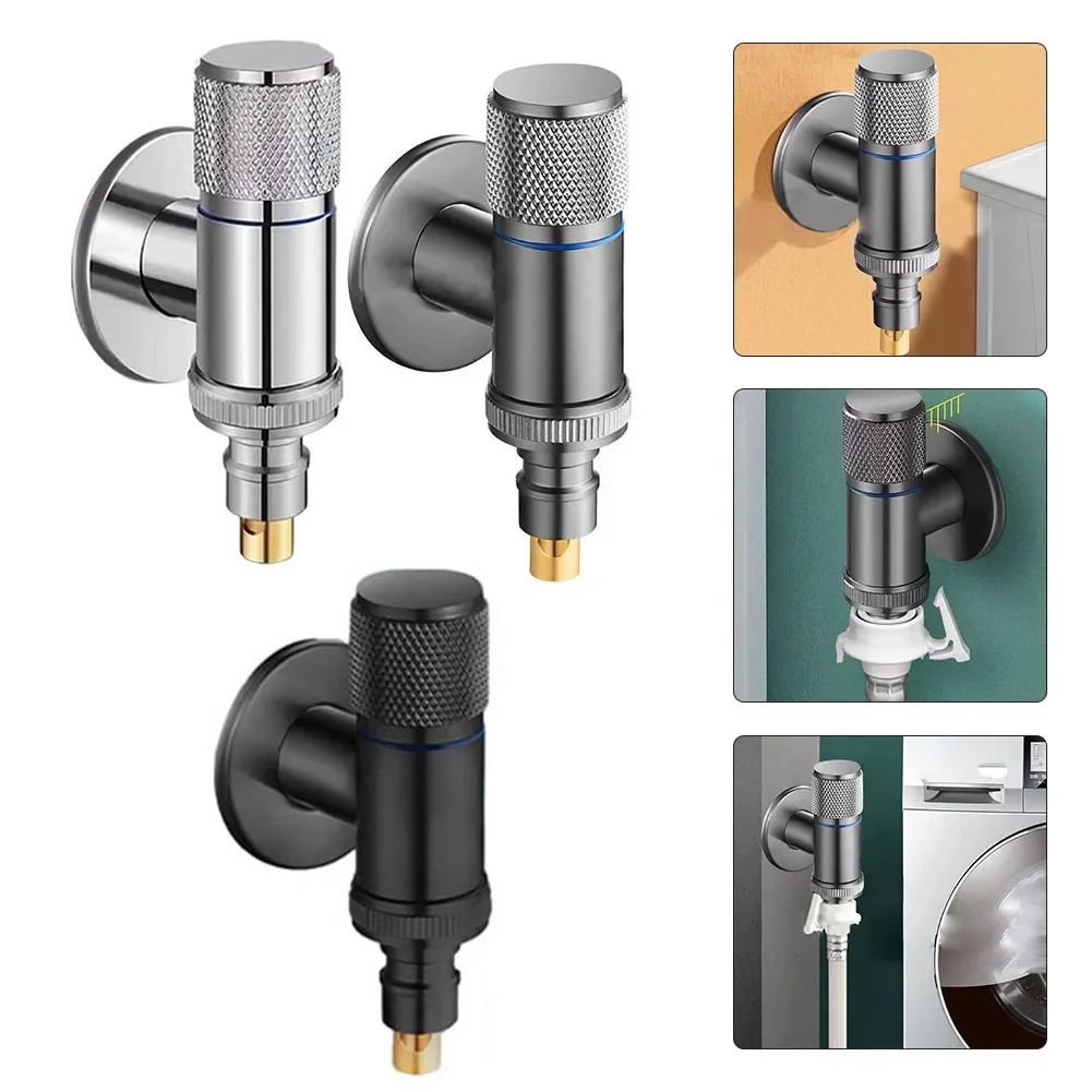 Stainless Steel Multifunctional Washing Machine Special Faucet Mini Water Stop Quick Opening Angle Valve Bathroom Fixtures