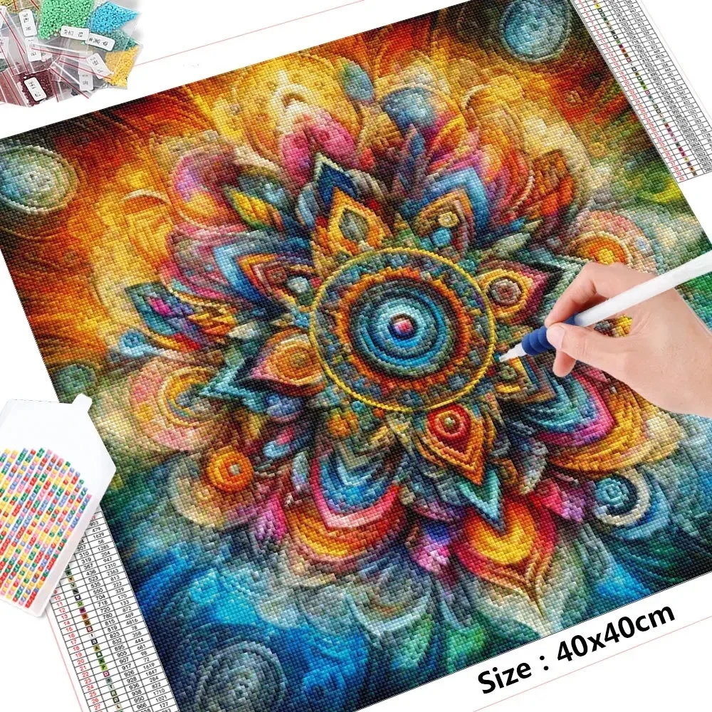 HUACAN Mandala Diamond Painting Cross Stitch Flower DIY Full Mosaic Flower Embroidery Abstract Home Decoration
