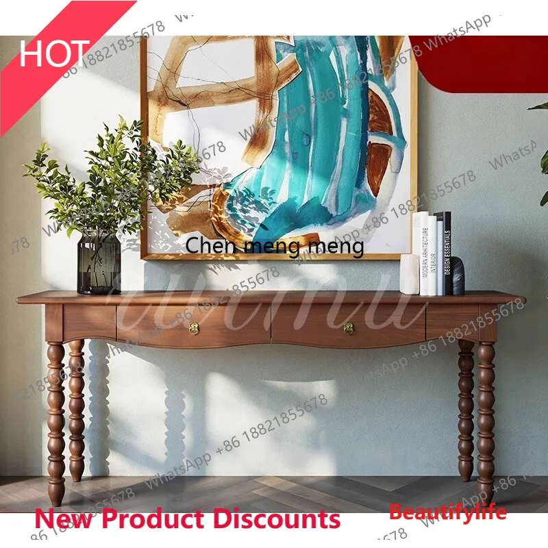 

D53 Французский входной шкаф из цельного дерева, перегородка для гостиной, средневековый дизайнерский входной столик для небольшой квартиры