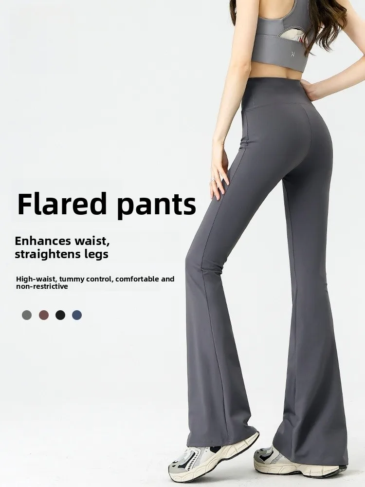 

High Waist Yoga Pants Women's Bell Bot Fitn Sportswear Outerwear Butt Lifting Long arkskin Pants Casual Trousers