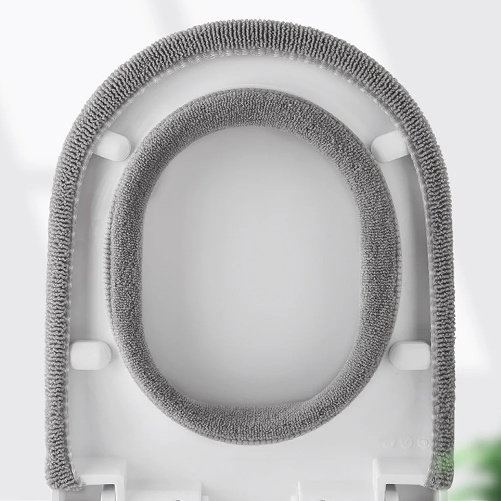 

Thicker Washable Toilet Seat Reusable Bathroom Polyester Cushion Deep Gray Warmtoilet seat cushion household mat