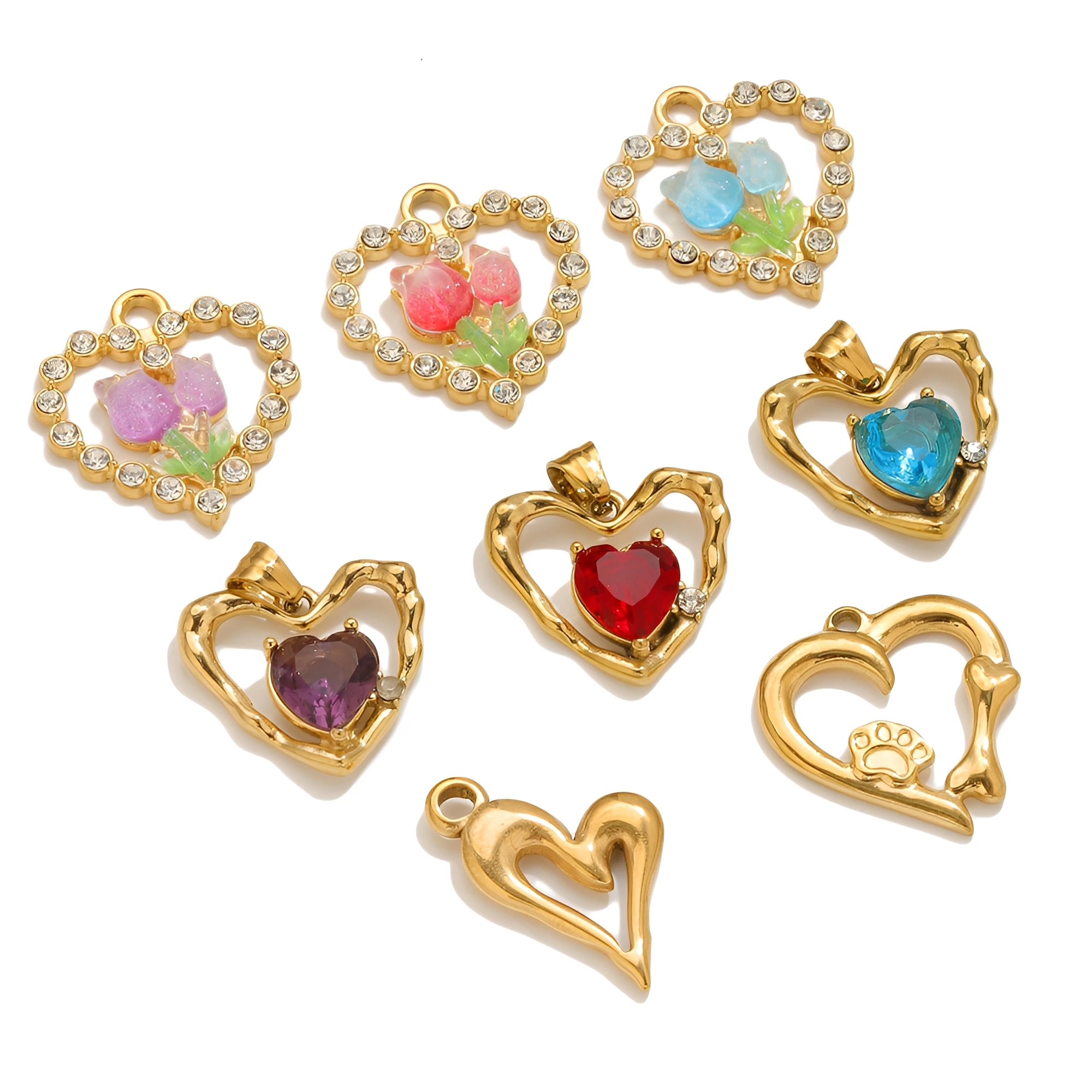 

2-5PC Stainless Steel Gold Bohemian Heart Pendant for DIY Jewelry Making Earring Necklace Connector Accessorie Material Wholesal