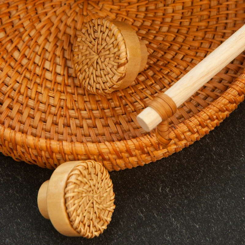 Wooden Handles Dresser Knobs Round Rattan Furniture Handles Handmade Kitchen Cupboard Drawer Knobs