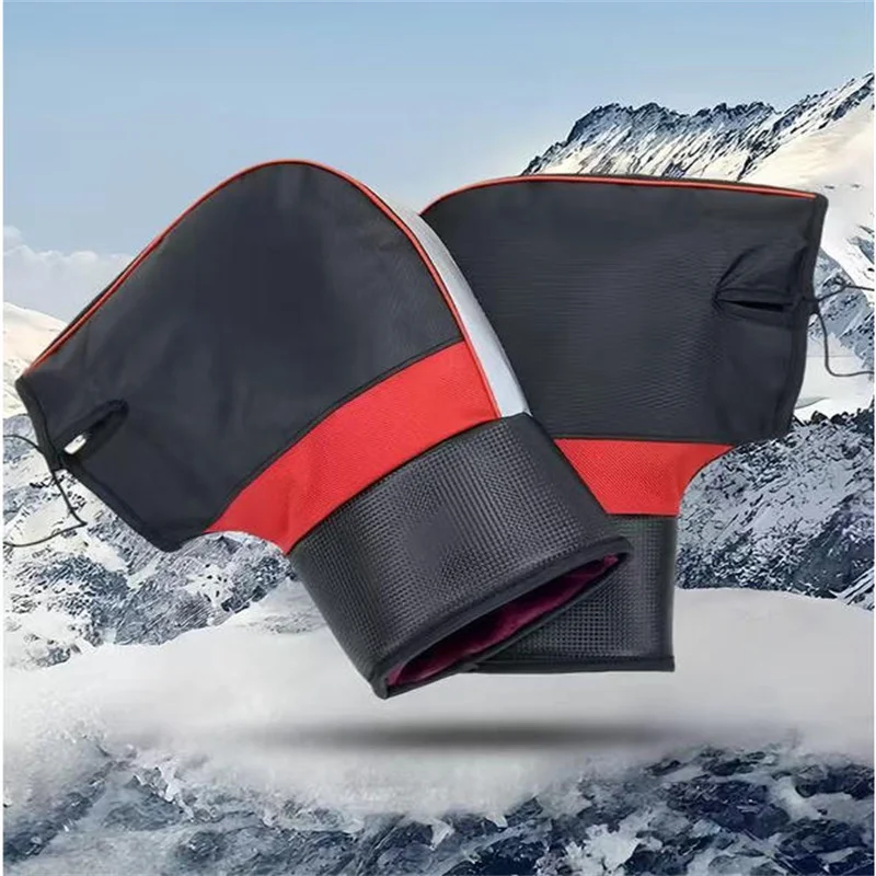 1 Pair Motorcycle Handlebar Muffs Protective Motorcycle Scooter Thick Warm Grip Handle Bar Muff Rainproof Winter Warmer Gloves