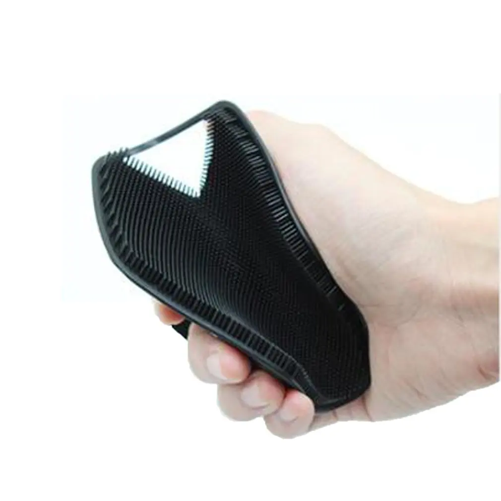 Bath Brush Polygonal Silicone Bath Brush Portable Wall Mountable Silicone Shampoo Brush Bath Brush Black