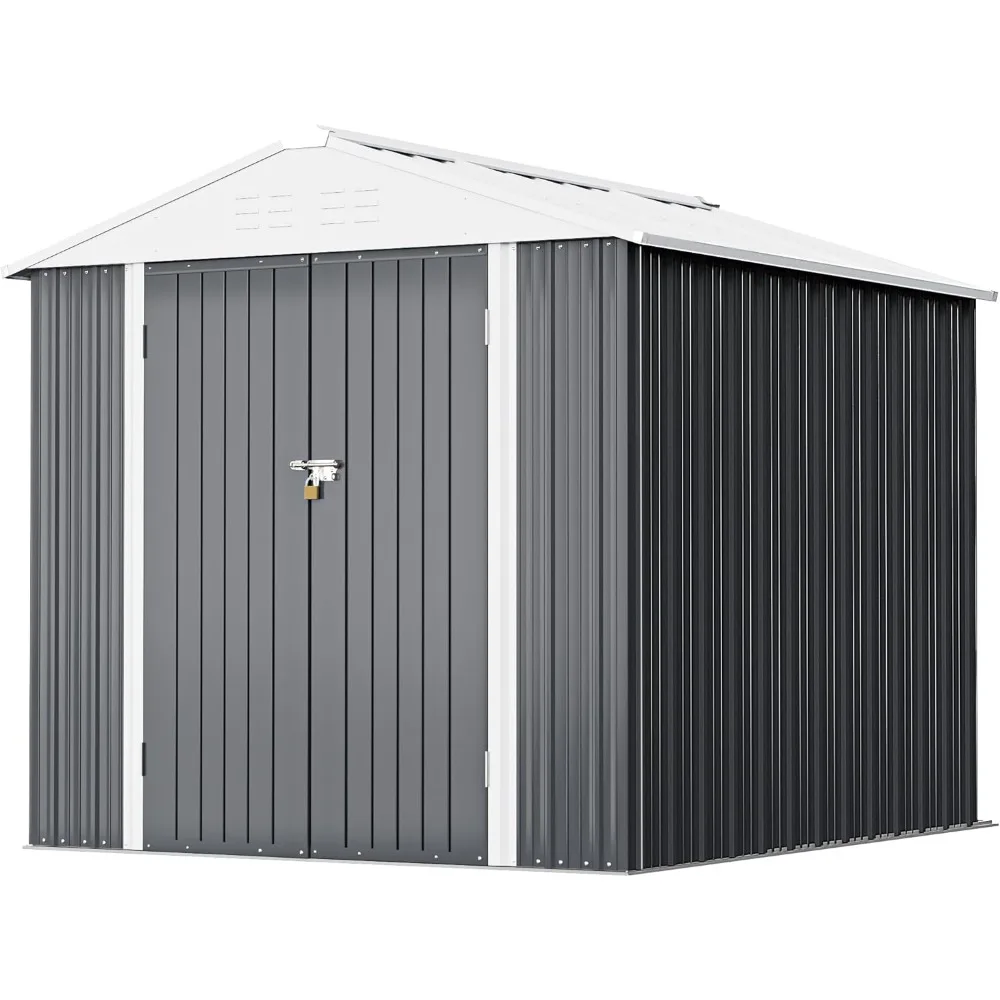 

Metal Outdoor Storage Shed 6FT x 4FT, Steel Utility Tool Shed Storage House with Door & Lock, Metal Sheds Outdoor Storage for B