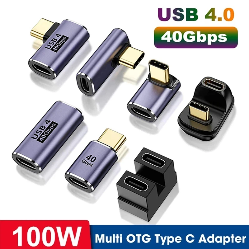 USB 4.0-Adapter, U-förmiger gerader Winkeladapter, Typ C-Buchse auf Typ-C-Stecker, 40 Gbit/s, schneller Datenadapter, Konverter, Ladeadapter