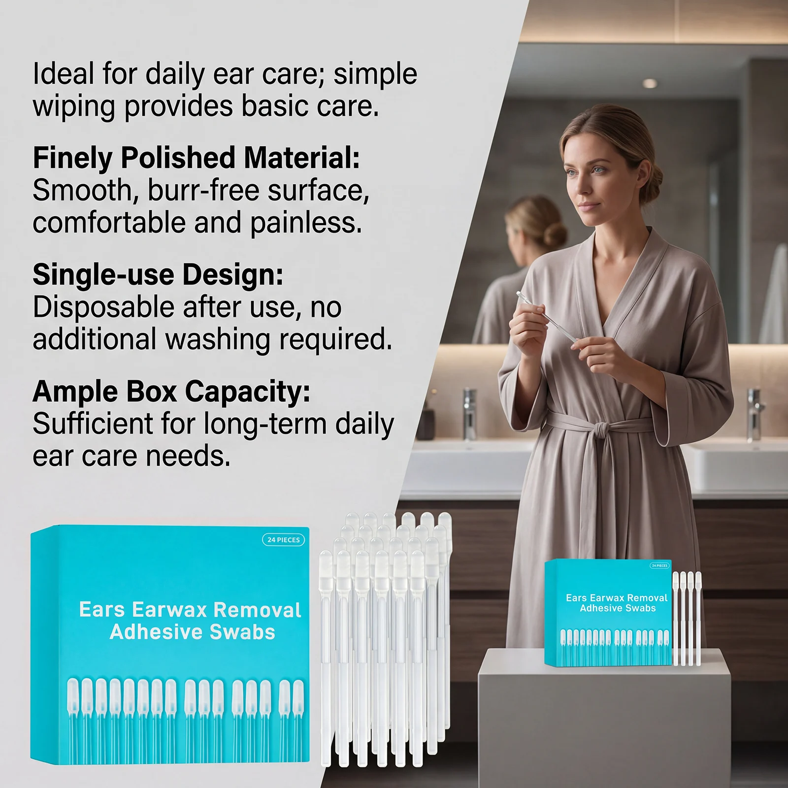 Sticky Earwax Remover Sticks,Gentle Daily Ear Care, Soft Tip Ear Cleaner, Ear-friendly & Easy to Apply for Ear Impurity Cleaning