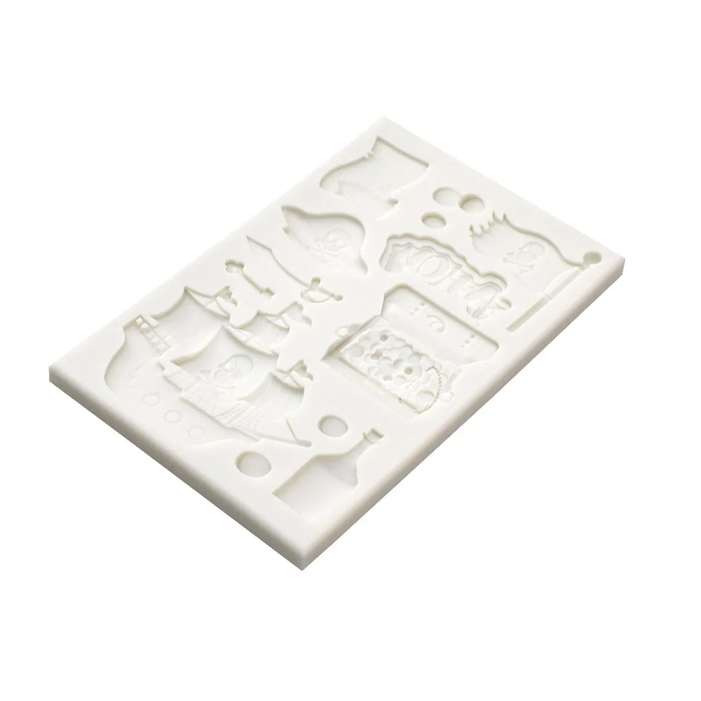 Pirate Boat Gold Coin Silicone Mold Chocolate Sugarcraft Mould Fondant Cake Decorating Tools m438