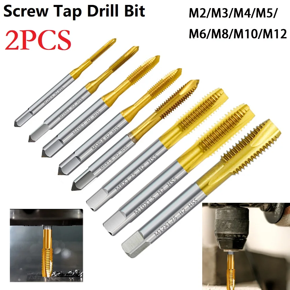 M2x0 4/M3x0 5/M4x0 7/M5x0 8/M6x1 0/M8x1 25/M10x1 5/M12x1 75 Screw Thread Tap Drill Bit for Metric Straight Flute