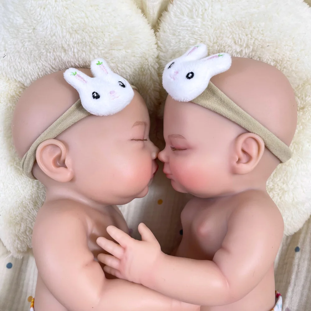 1Pc Chubby Reborn Doll Twins 13.5 Inch Full Body Silicone Reborn Baby Doll Girl Soft Solid Silicone Doll Birthday Christmas Gift