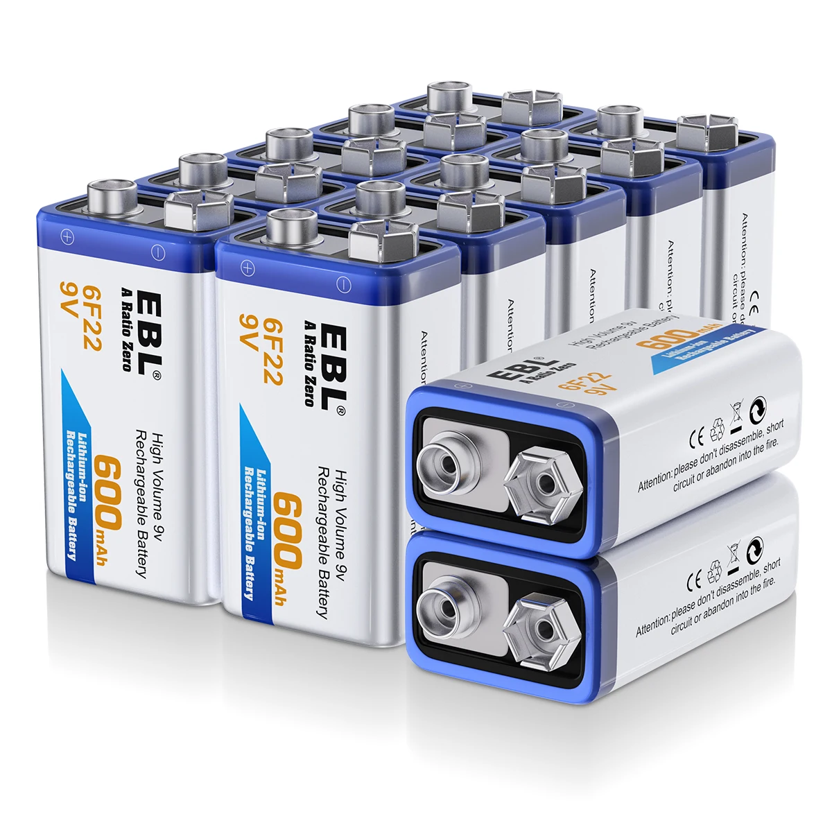 EBL 600mAh 9V بطارية قابلة للشحن 9 فولت 6F22 بطاريات ليثيوم أيون للعبة التحكم عن بعد ميكروفون اسلكية تخاطب مروحة #2