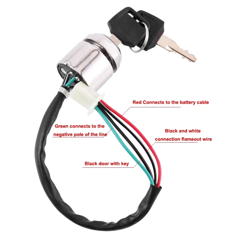 Various styles of ignition start switches, 4-pin engine start switch ignition lock controller suitable for pit bikes and ATVs