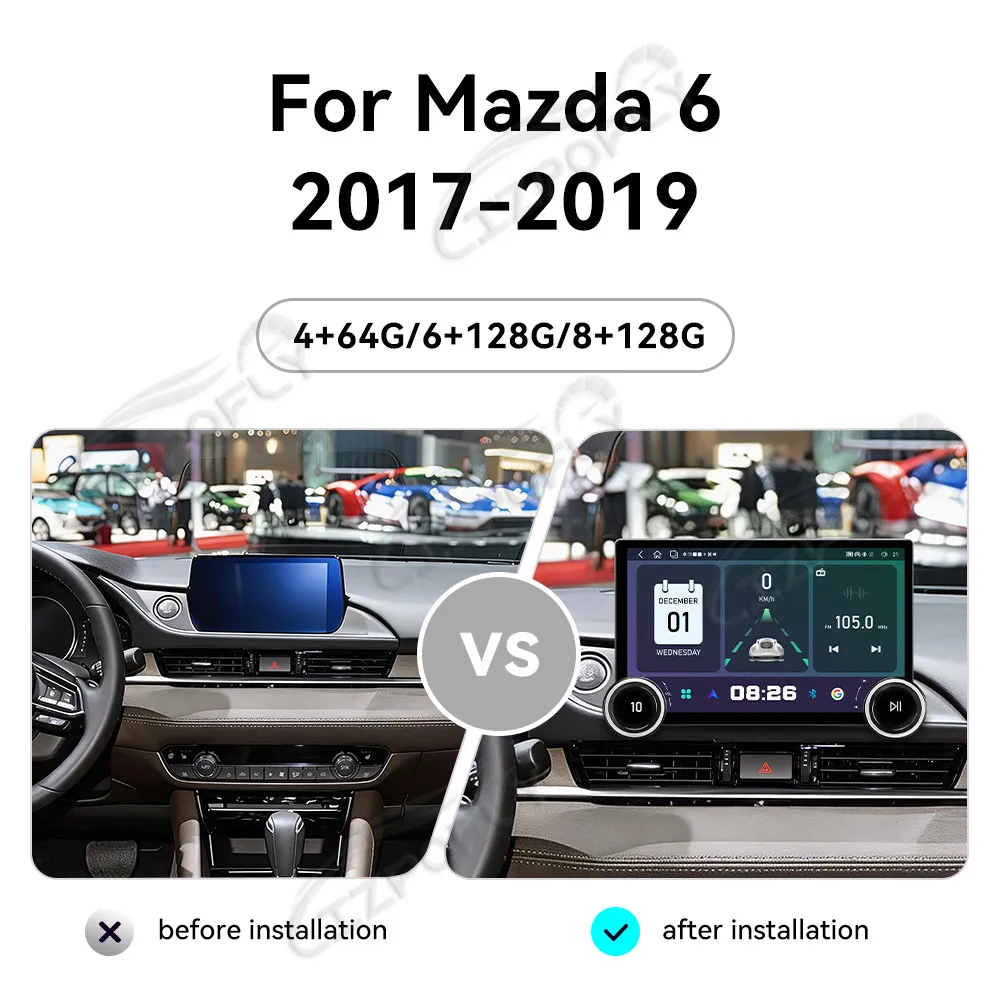 

Автомагнитола Lizpofly Upgrade 11.5 дюймов для Mazda6 Atenza 2017–2019 с беспроводными Carplay и Android Auto, сенсорным экраном и GPS-навигацией