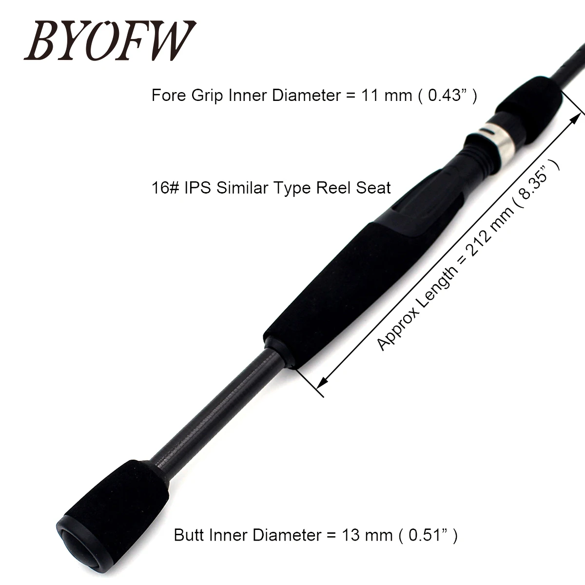 BYOFW Lightweight Spinning Fishing Rod Handle Black EVA Foam Pole Building Replacement Repair Part With Reel Seat Grip Tackle