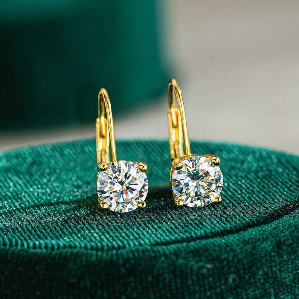 

Fashionable Classic Temperament Moissanite Drop Earrings for Women S925 Sterling Silver Plated Gold Earring
