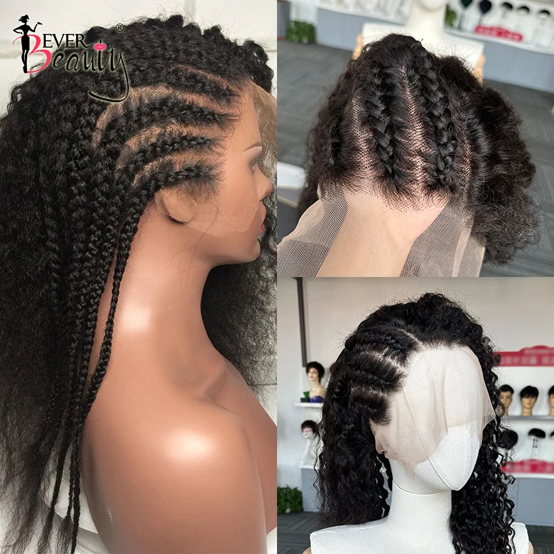 

Pre Styled Braiding Wig Full Lace Human Hair Wigs Brazilian Water Deep Curly Wave Wigs Lace Front Wig For Women Ever Beauty