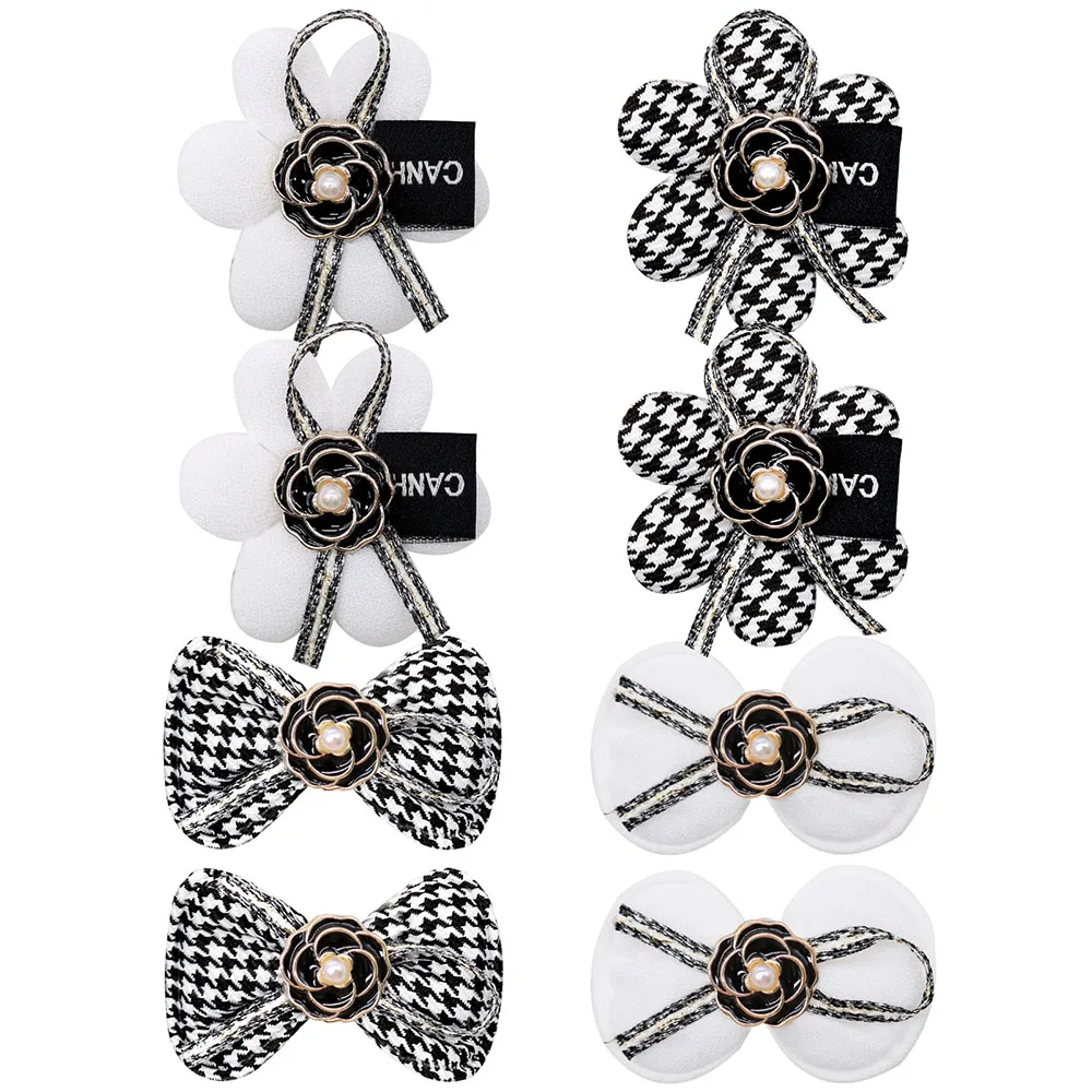 2PCS Dog Hair Clips Movable Pet Hair Accessories For Small Dogs Black White Dog Bows With Alligator Clip Pet Supplies