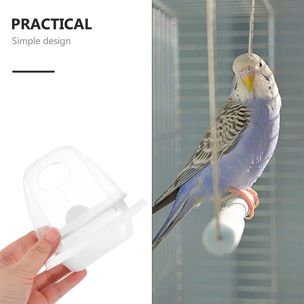 

2Pcs Clear Bird Food Container Splashing-Proof Plastic Bird Feeder Hanging Decoration Birdcage Feeding Box Parrot Feeder