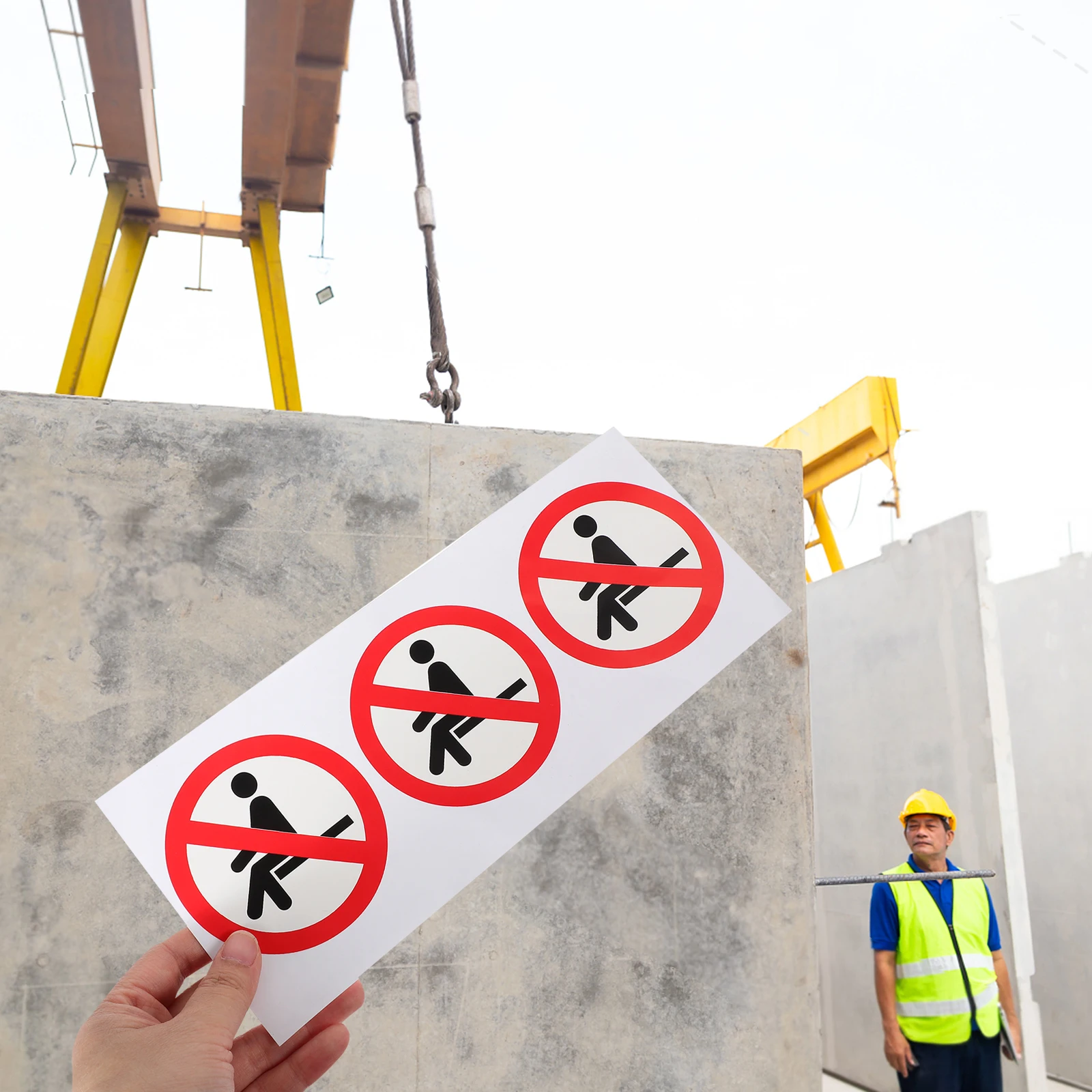 

3Pcs Here Stickers Waterproof Warning Decals Self Adhesive Safety Labels for Factory Warehouse Workshop Use