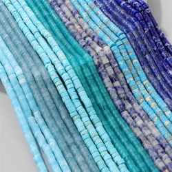 2x4mm Natural Blue Heishi Stone Bead Turquoises Chalcedony Imperial Jasper Loose Spacer Beads For Jewelry Making DIY Accessories