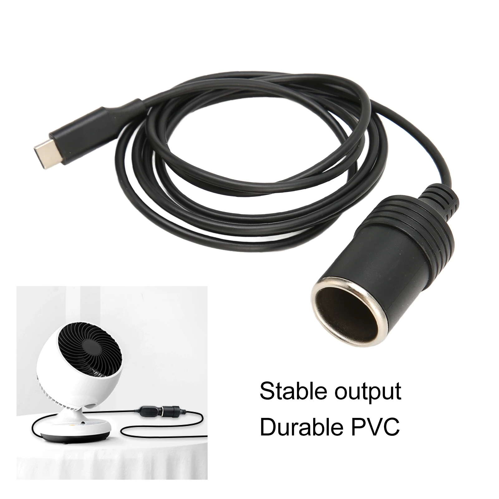 Type C To Lighter Cable Plug and Play Widely Used 45W 4.9ft Long Stable USB C To Lighter Cable PVC Portable for Car