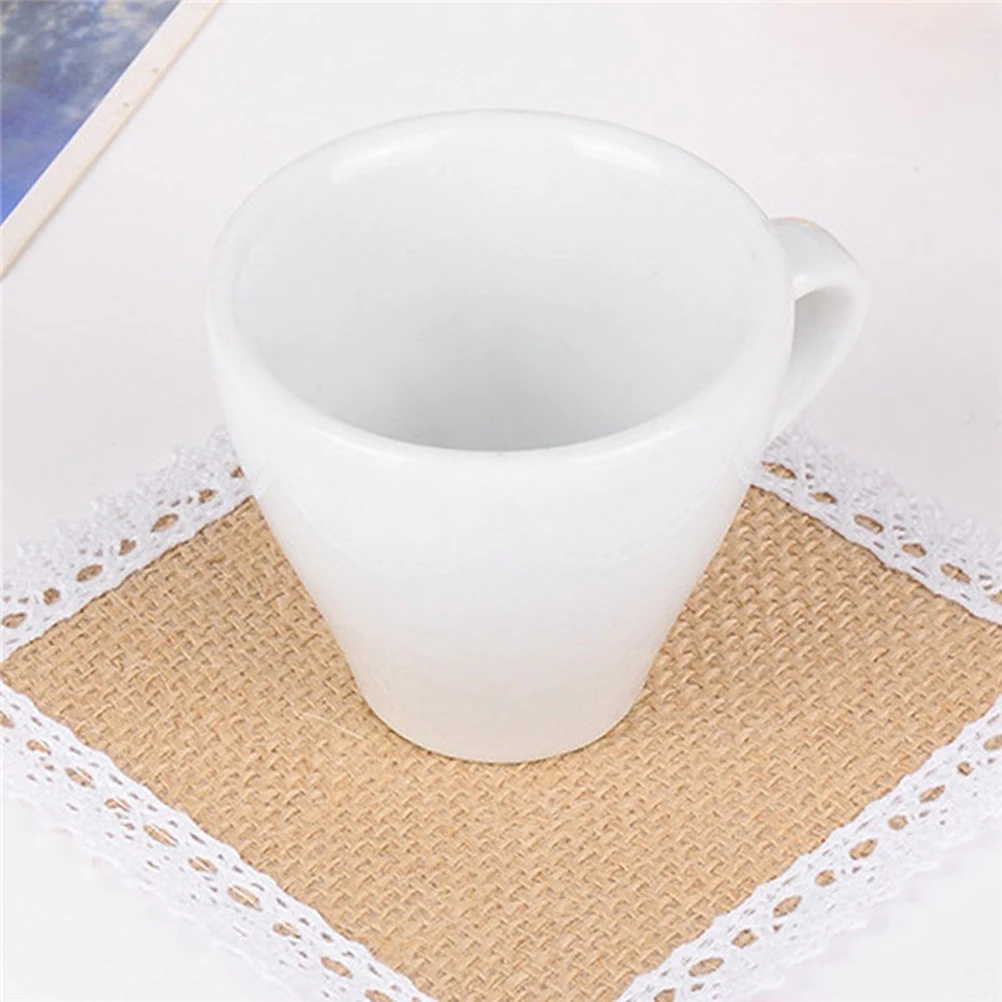 

8pcs Retro Jute Thermal Insulation Waterproof Table Mat Coasters Tea Cup Holder Place Mat (Square Shape)