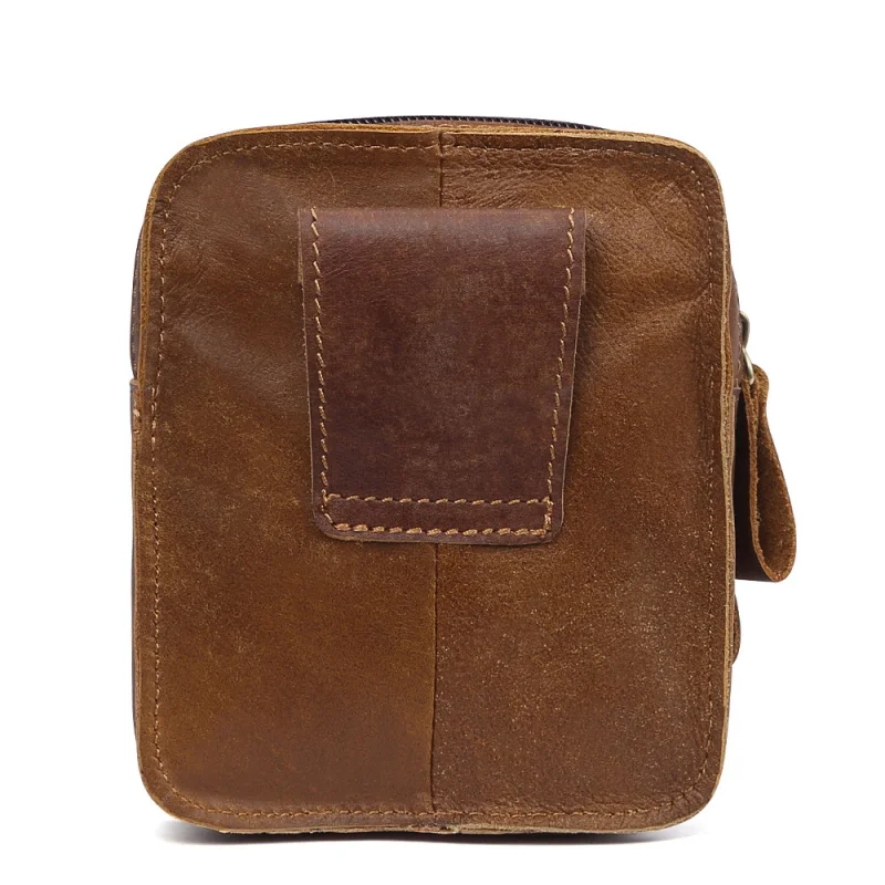 New Vintage Men's Cow Leather Waist Bag Male Outdoor Sports Waist Packs For Men Wear Resistant Mobile Phone Bag