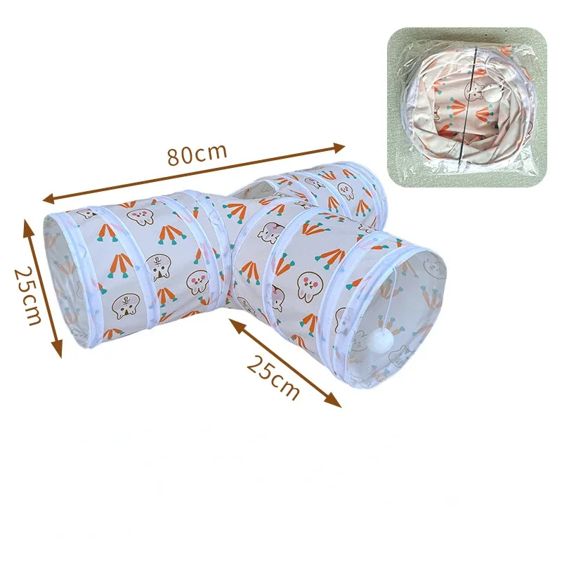 T/Y-shaped Tunnels Tubes Three/Two-channel Foldable Bunny Hideout Pet Supplies Small Animal Tunnel Toys For Rabbits Guinea Pigs