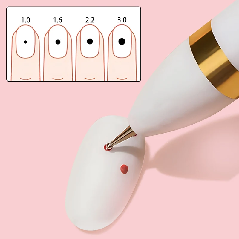 4-in-1 nagelpunt diamantpen balpen ontwerp nagelgereedschap manicure tip stipverf roze/witte pen met 4 verschillende maten