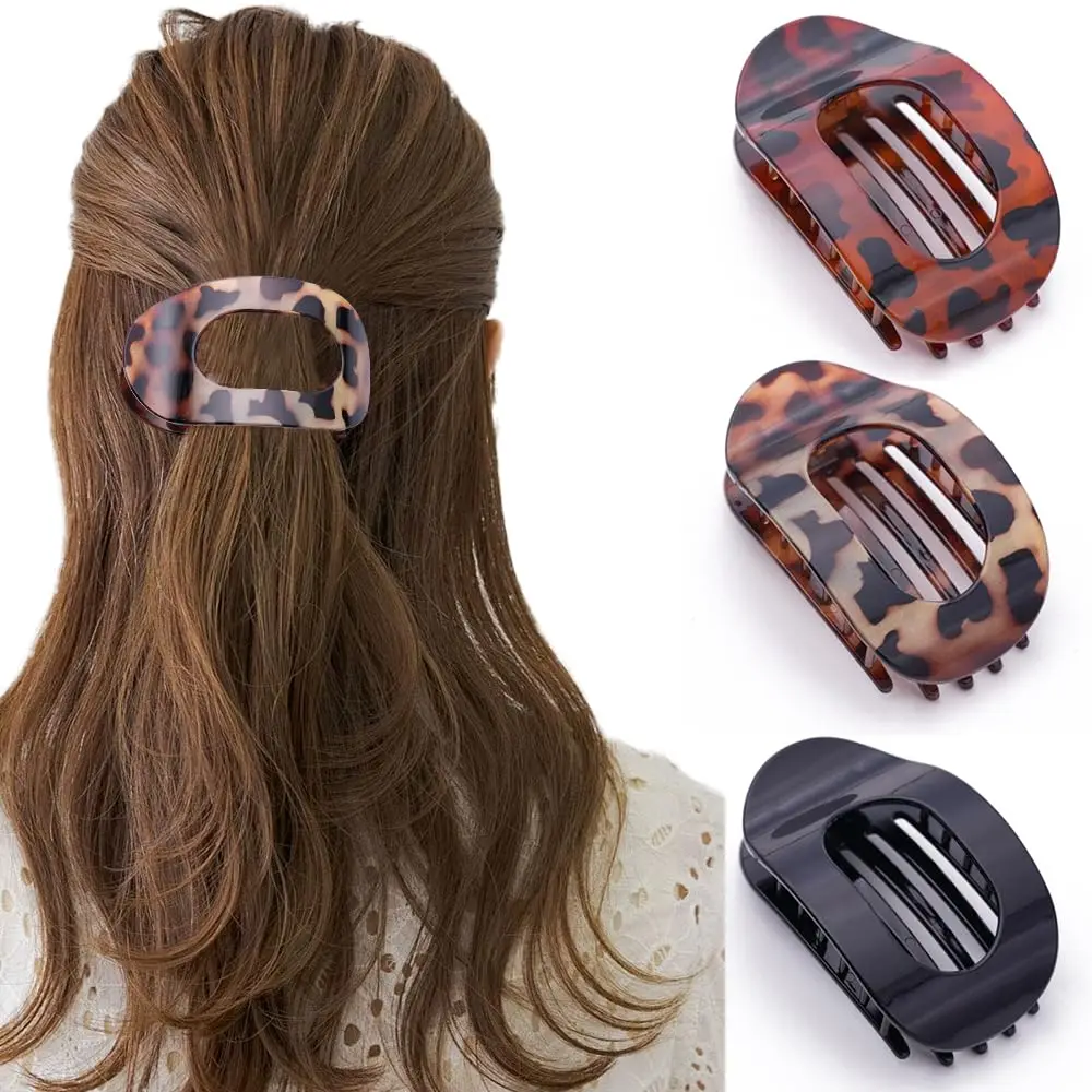 

Flat Hair Clips for Thick Hair, Round Lay Down Claw Clips for Women,Strong Duck Billed Hair Clips