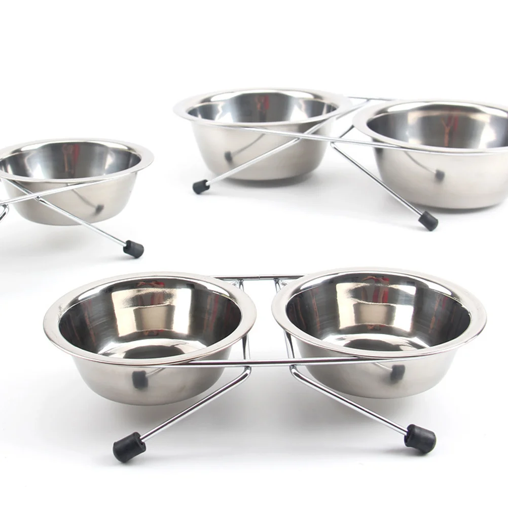 

Anti-Slip Dog Bowl Stainless Steel Pet Feeding Station Food Water Bowls Durable Non-Slip Rubber Feet For Cats Dogs Pet