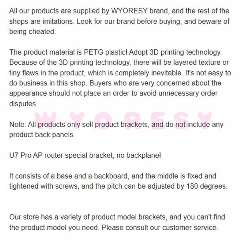 WYORESY high quality bracket for UniFi U7 Pro AP sturdy anti drop clip mount no drilling stable protective holder