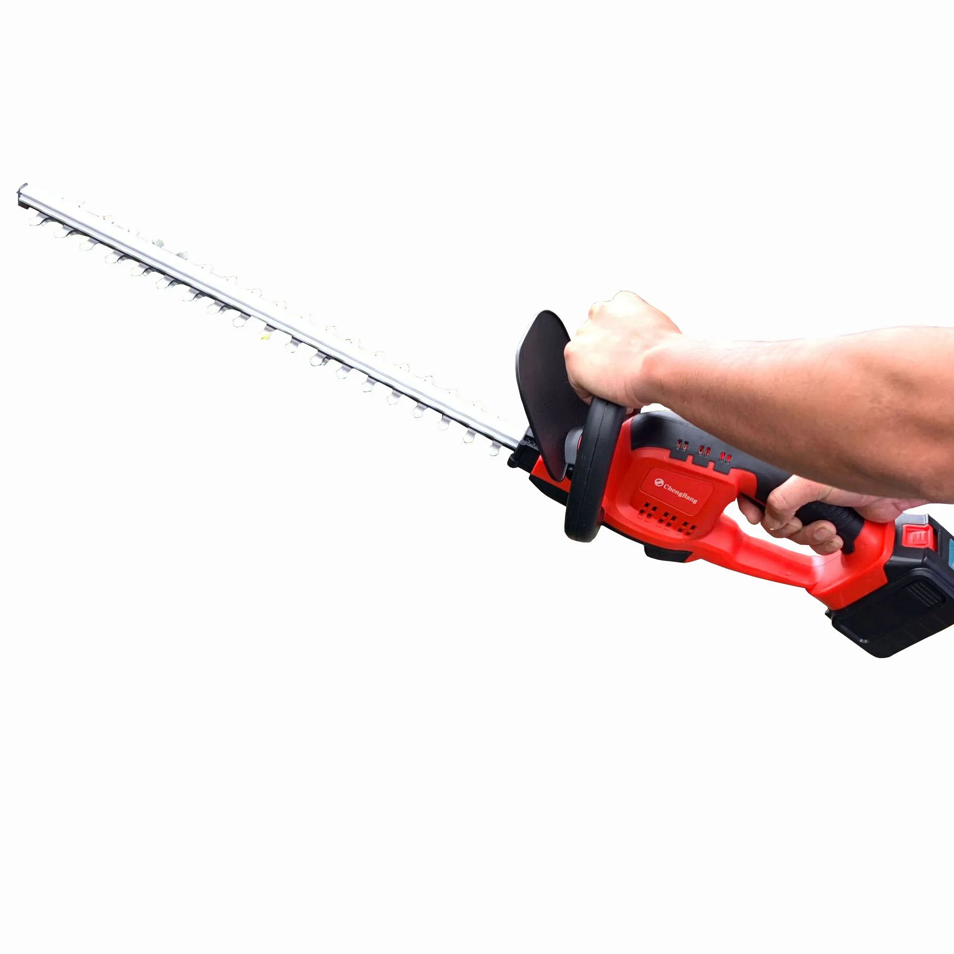 

Rechargeable Portable Brushless Lithium Electric Hedge Trimmer Handheld Cordless Fence Trimmer Machine Garden Pruning Tools Red