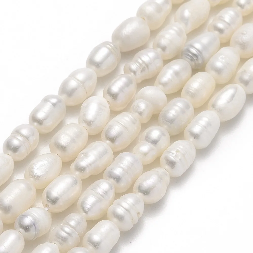 

5 Strand Oval Pearl Beads 4~5mm Natural Cultured Freshwater Pearl Beads Strands for jewelry making Decor,about 55~57pcs/strand