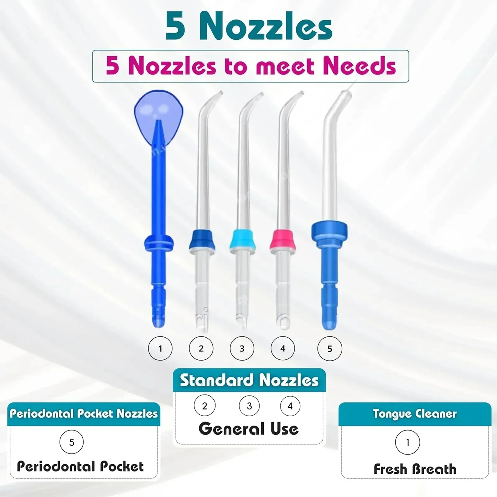 Waterpulse V300 Portable Electric Water Flosser High Pressure Oral Irrigator for Teeth Cleaning Braces Gum Care 5 Nozzles