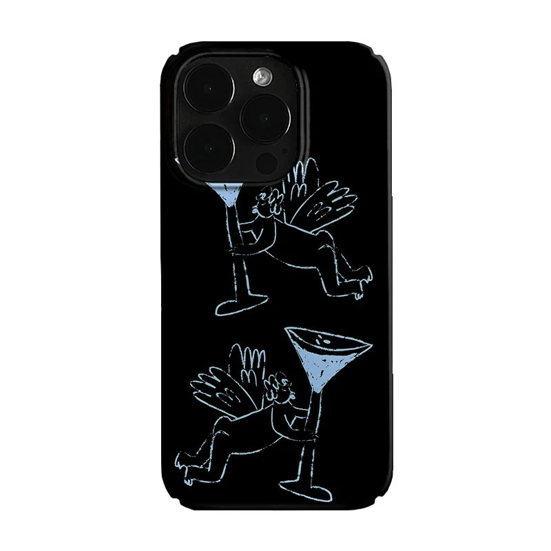 Advanced Blue Angel Wine Glass Design Phone Case For iPhone 17 Air 16 Pro Max 15 14 Plus 13 12 11 Shockproof Silicone Back Cover