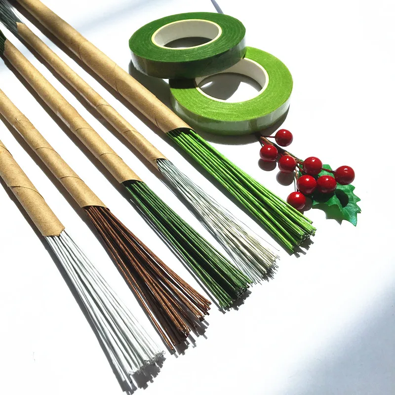 1mm 2/3/4/5mm 40/60cm Dunkelgrüner Draht Seidenblumen-Stiel DIY Handgefertigter Dekorativer Kranz Künstliche Blumenzweige Floristik-Bastelbedarf – Detail 11