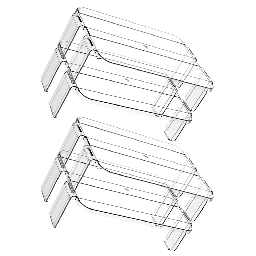 

2pcs Fridge Storage Rack Superimposable Detachable Refrigerator Shelf Kitchen Supplies Organizer Plastic Smooth Surface