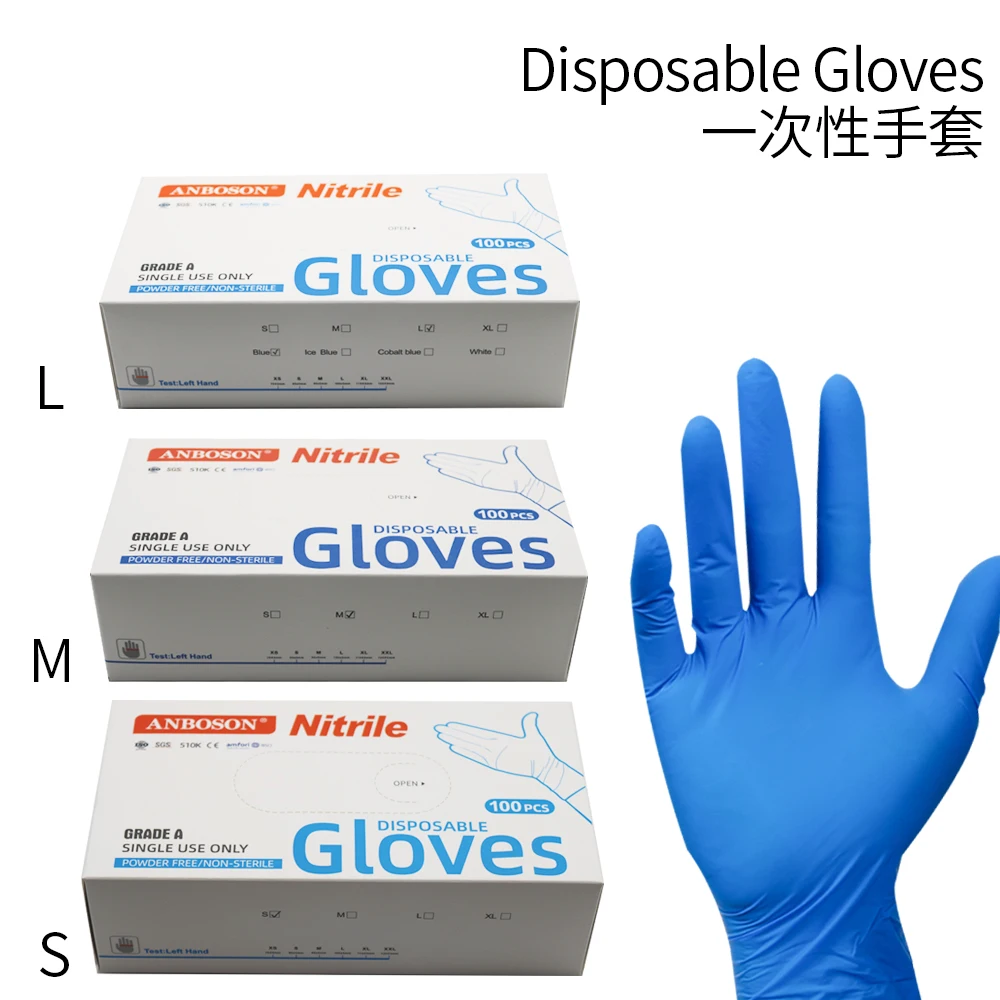 

1 коробка, 100 шт., одноразовые перчатки без нитриловой пудры, 3 размера