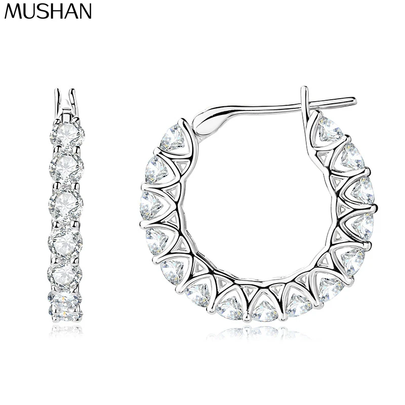 

MS MuShan Designer Jewelry 925 Sterling Silver Earrings Zircon 7A Ear Cuff Formal for Her 18K Gold Plated Fine Earring