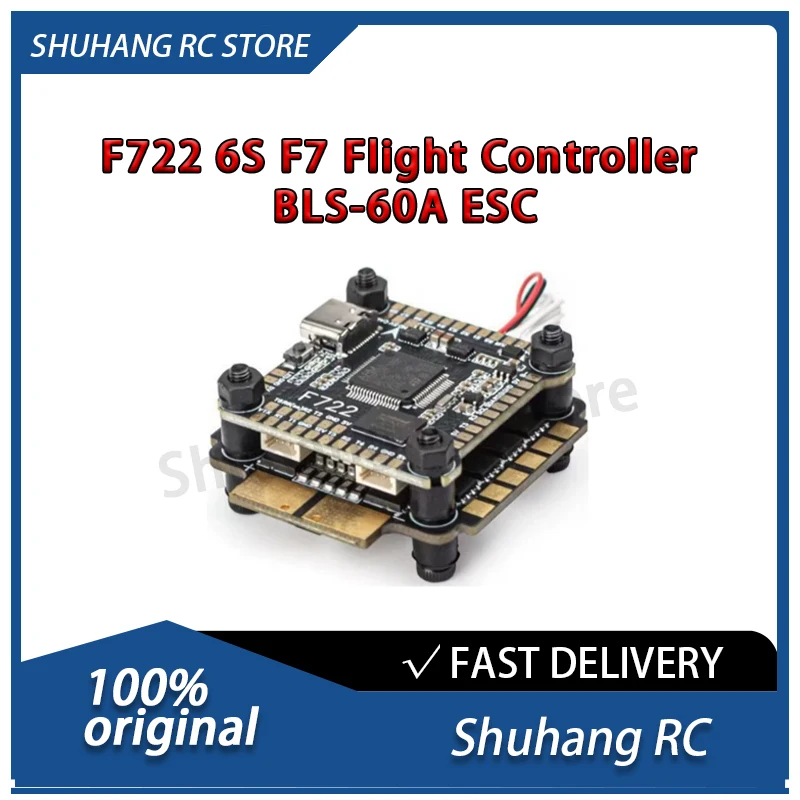 

Контроллер полета Shuhang RC F722 6S F7 BLS-60A ESC STM32F722 ICM42688P Blackbox OSD для FPV Racing Drone Аэрофотосъемка