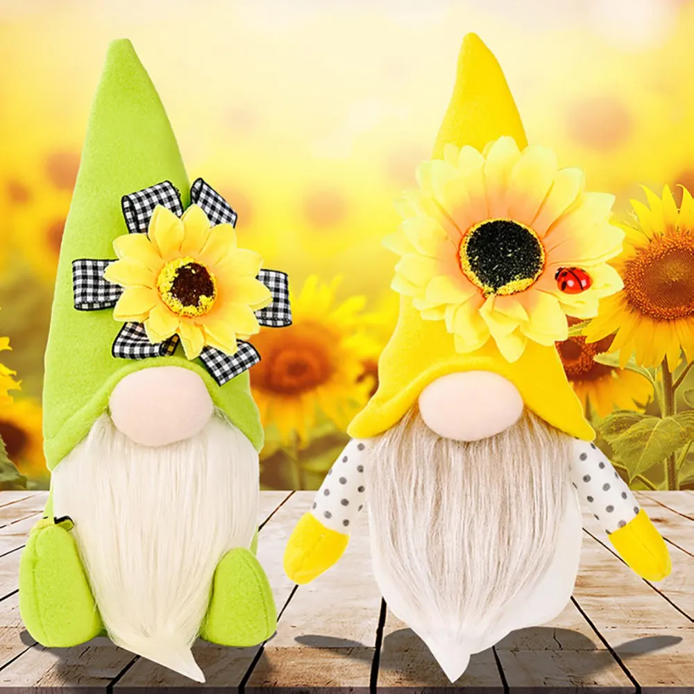 1PC Sunflower Bumble Bee Striped Gnome Scandinavian Tomte Nisse Swedish Honey Bee Elfs Home Decorative Plush Doll Figurines