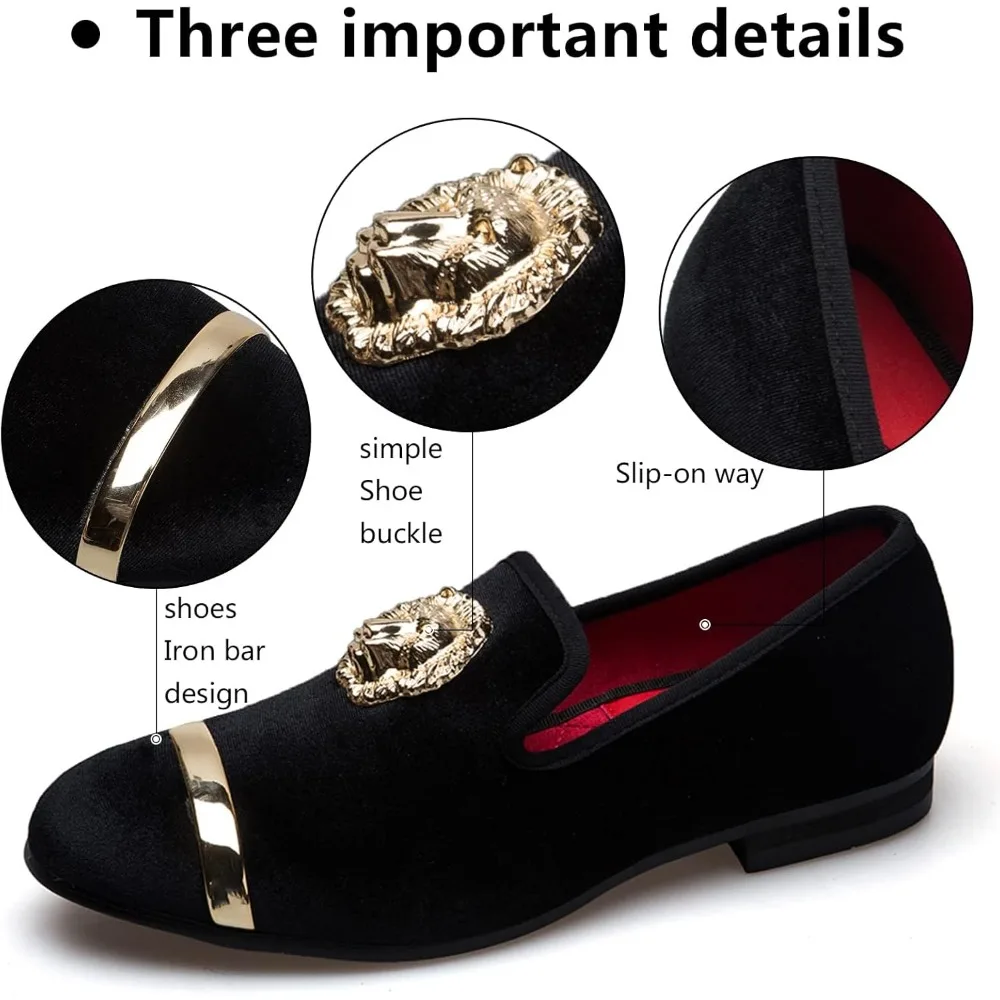 

New Fashion Black Top and Metal Toe Men Velvet Dress Shoes Italian Mens Dress Shoes Handmade Loafers Luxury Wedding Party Shoes