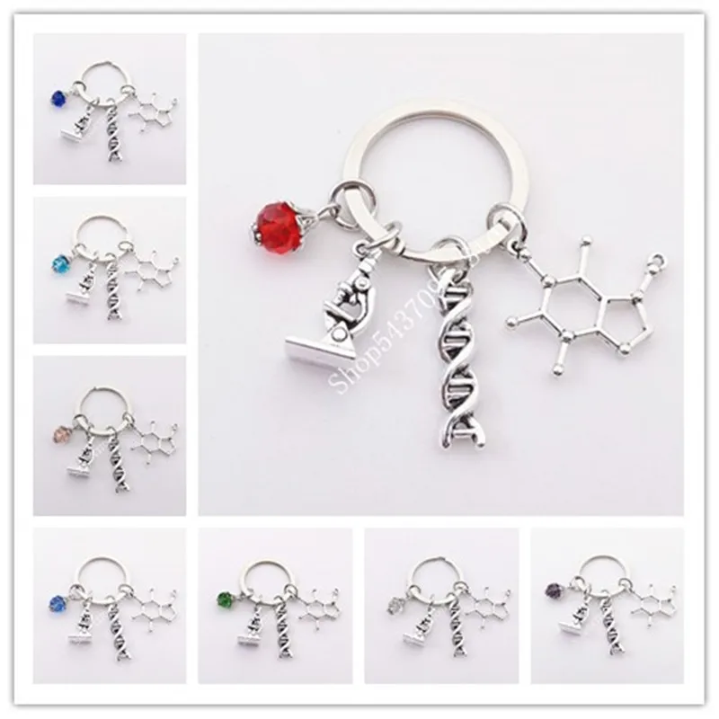 NEW Science Jewelry Microscopes DNA Doctor Pendants Neuron Key Chains Anatomy Neurology Biology Key Ring Gift